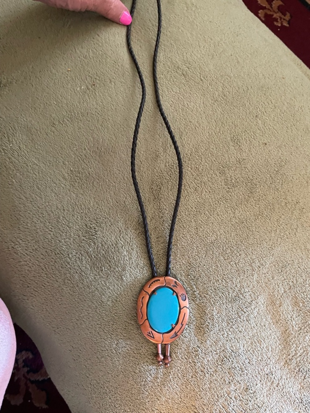Turquoise Stone Bolo Tie Necklace - Women's Western Jewelry